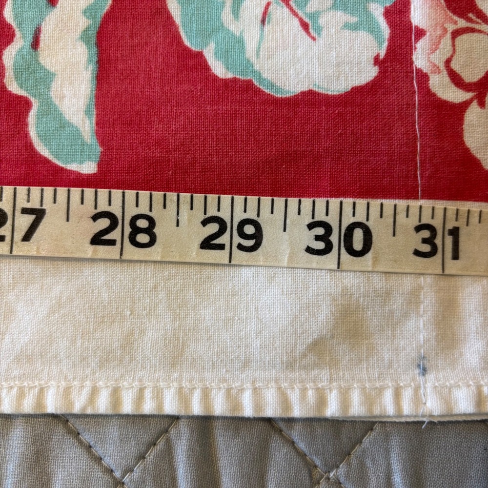 OS Plus Vintage Handmade Floral Tablecloth Caftan Top Red Wht Turquse Split Neck - Picture 10 of 14